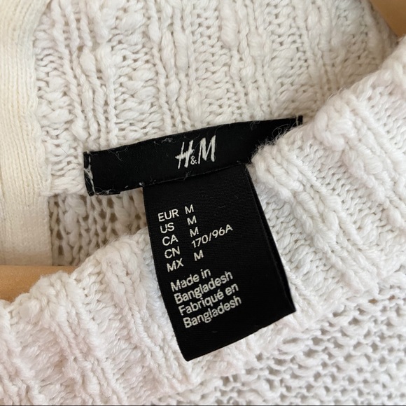 H&M Striped Knit Sweater Navy Blue White M - Picture 2 of 7